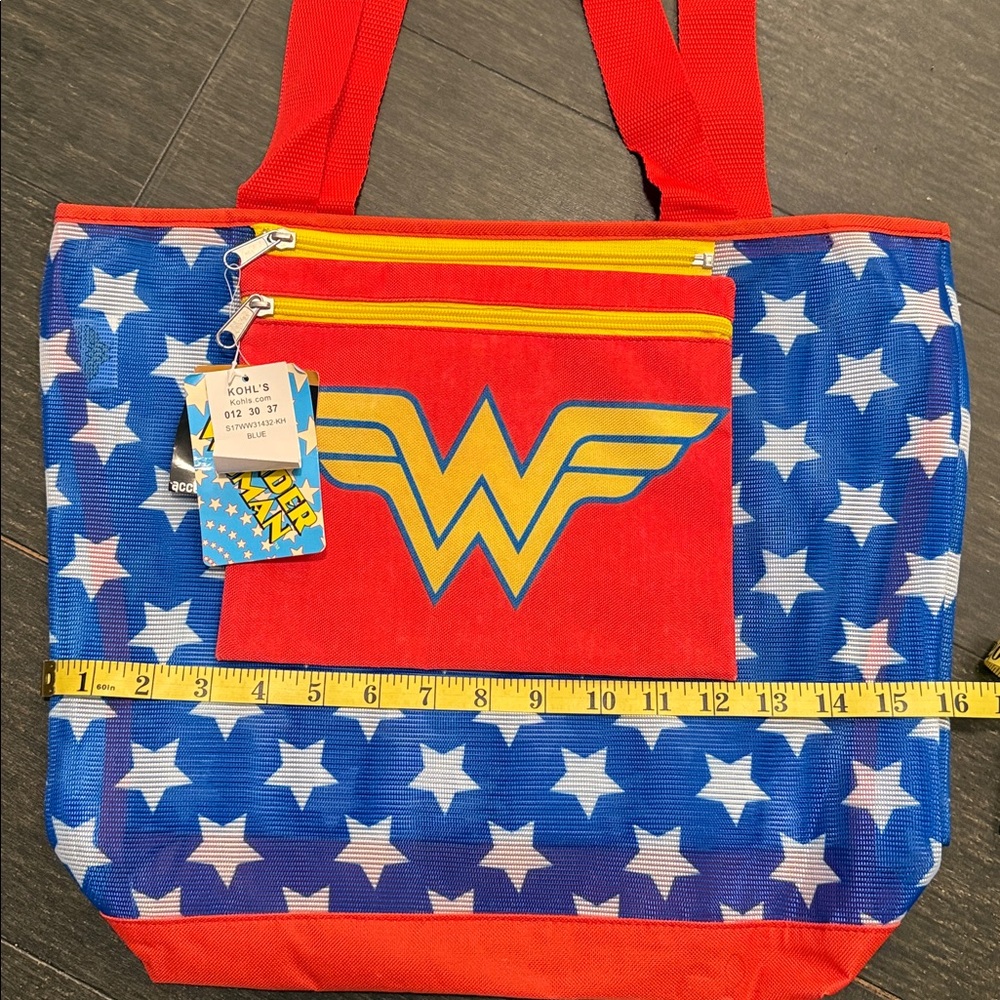 Wonder Woman Star Pattern Tote Bag - Red and Blue - Picture 5 of 8
